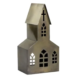 Chic Antique Lichthäuser, Keramik-Häuschen|Teelichthalter-Lichthaus Kirche aus Metall