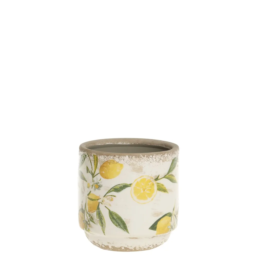 Chic Antique Gartendekoration|Töpfe Und Pflanzgefäße-Limone Blumentopf mit Zitronenmotiv