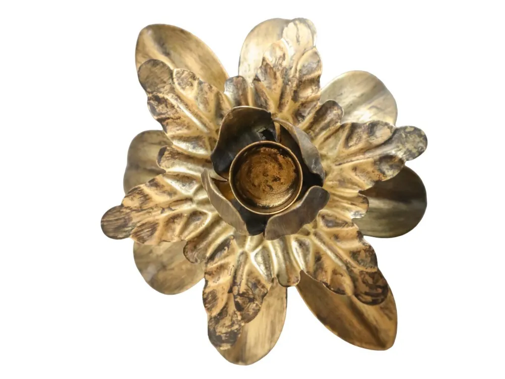 Chic Antique Kerzenhalter Mit Spieß|Kerzenhalter Für Stabkerzen-Messing Kerzenhalter mit Blättern für Vase, Flasche
