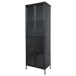 Chic Antique Schränke-Metall Vitrinenschrank mit 2 Türen und Regalen
