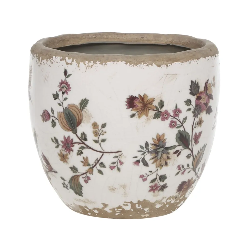 Chic Antique Gartendekoration|Töpfe Und Pflanzgefäße-Nancy Blumentopf mit Blumenmotiv