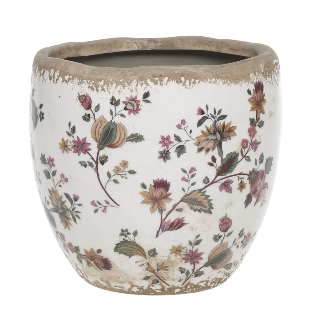 Chic Antique Gartendekoration|Töpfe Und Pflanzgefäße-Nancy Blumentopf mit Blumenmotiv