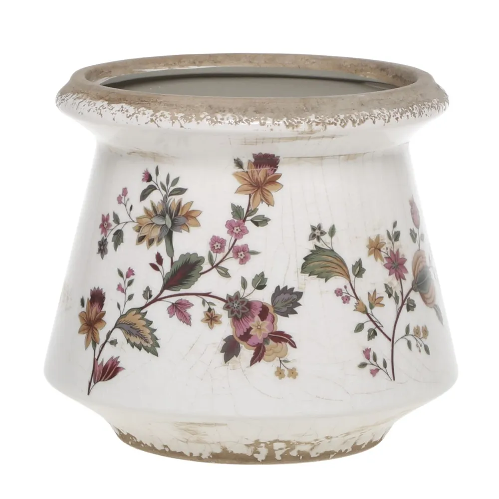 Chic Antique Gartendekoration|Töpfe Und Pflanzgefäße-Nancy Blumentopf Typ 3 mit Blumenmotiv