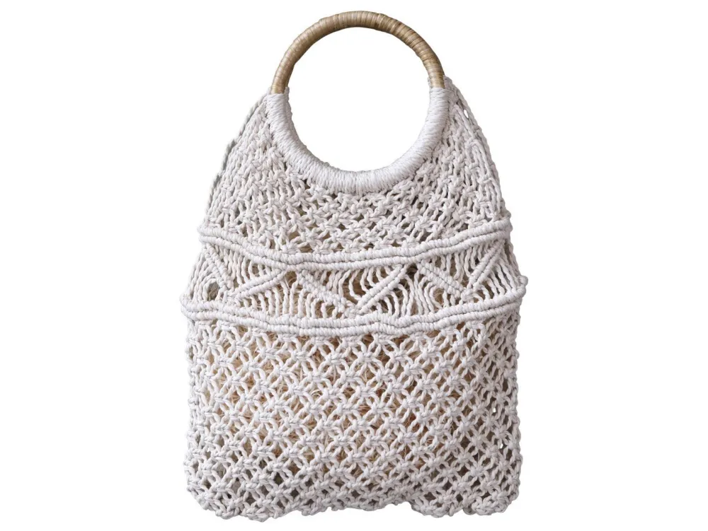 Chic Antique Taschen-Netztasche gehäckelt mit Rattanhenkel