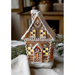 Chic Antique Lichthäuser, Keramik-Häuschen|Led-Kerzen & Led-Laternen-Noël Lebkuchenhaus mit LED