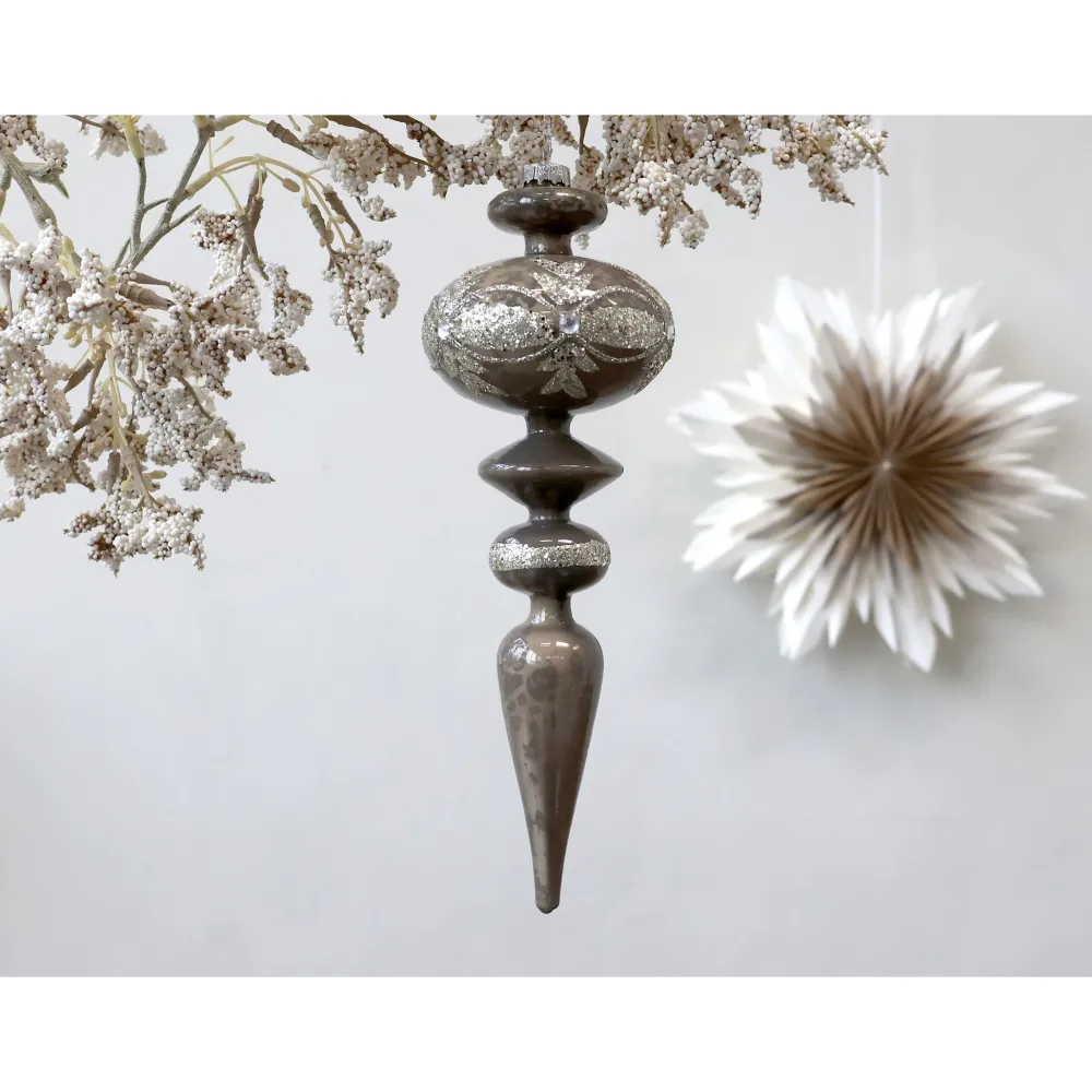 Chic Antique Weihnachtsdeko-Ornament aus Glas mit Glitzer