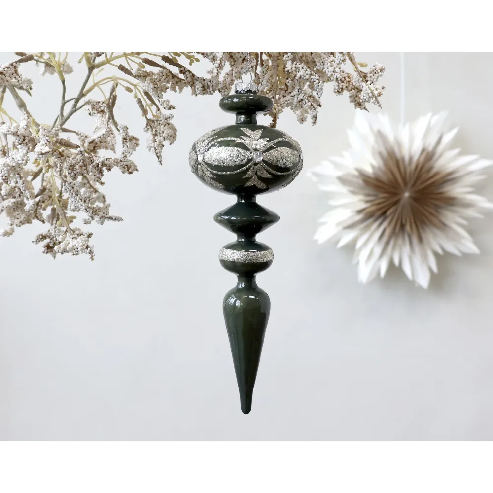 Chic Antique Weihnachtsdeko-Ornament aus Glas mit Glitzer