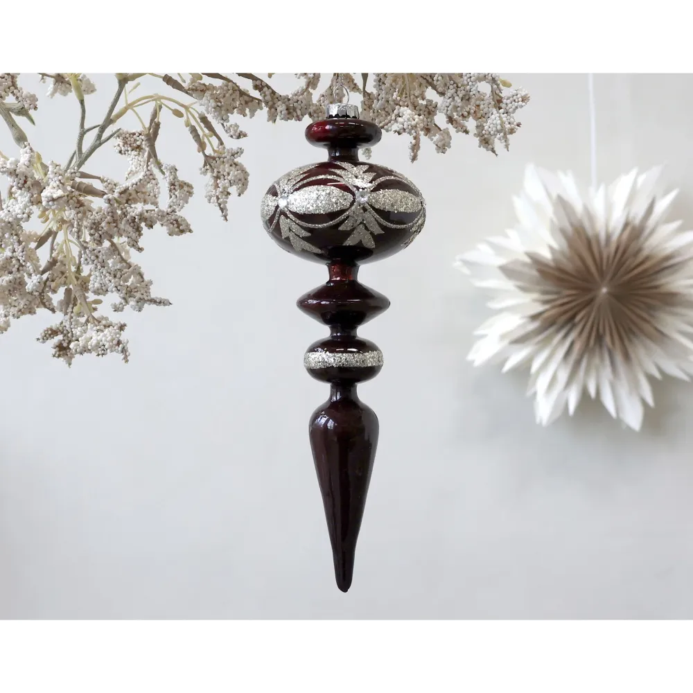 Chic Antique Weihnachtsdeko-Ornament aus Glas mit Glitzer