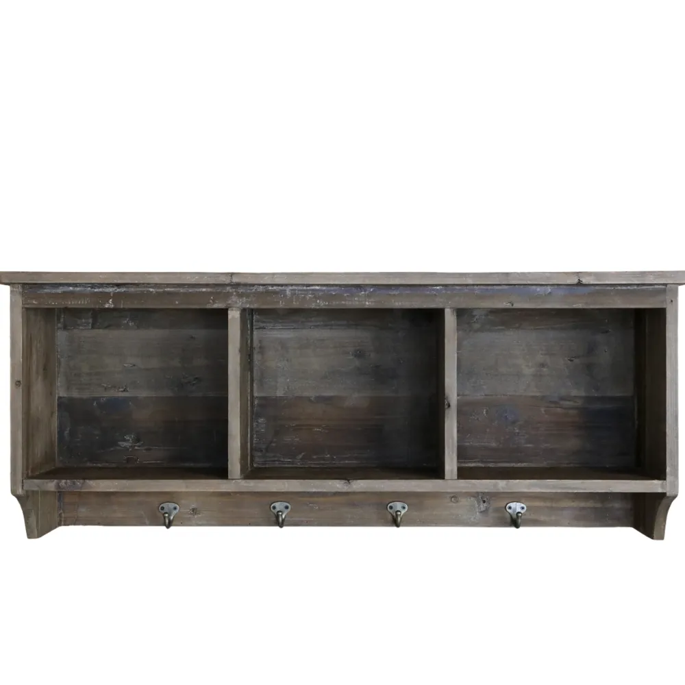 Chic Antique Wandregale|Regale-Regalbrett mit 3 Fächern und 4 Haken