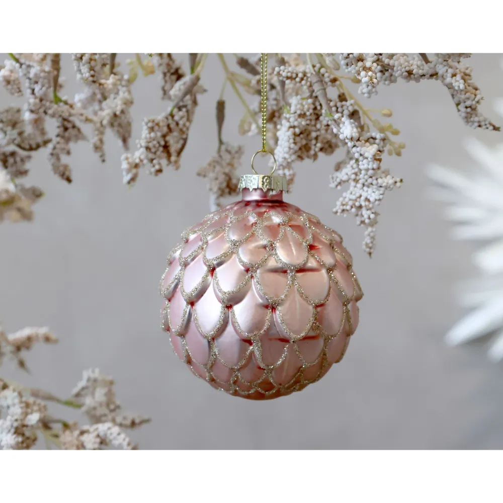 Chic Antique Weihnachtsdeko-Rosa Weihnachtskugel aus Glas