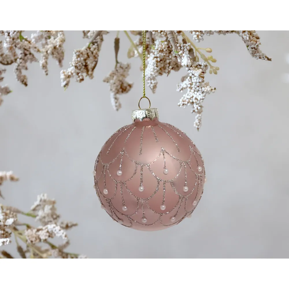 Chic Antique Weihnachtsdeko-Rosa Weihnachtskugel aus Glas