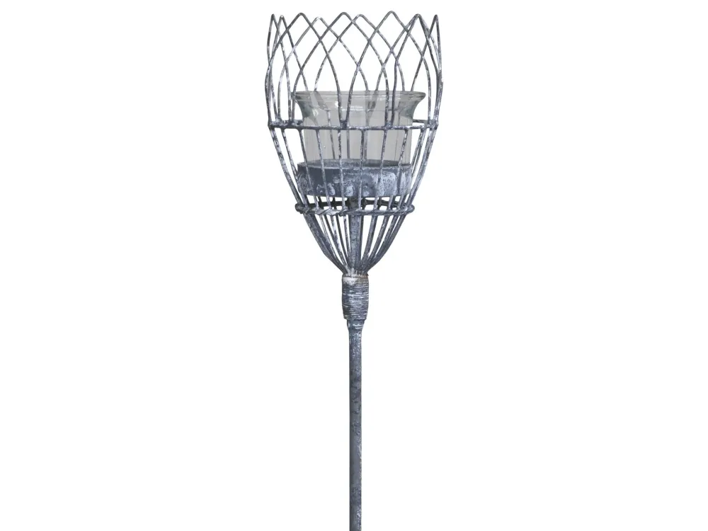 Chic Antique Gartenstäbe|Gartendekoration-Spieß für Teelichthalter mit Glas aus Eisen