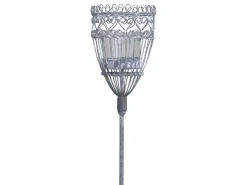 Chic Antique Gartenstäbe|Gartendekoration-Spieß für Teelichthalter mit Glas aus Eisen
