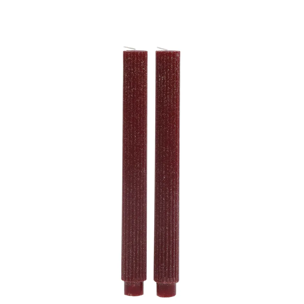 Chic Antique Kerzen-Stabkerze mit Rillen und Glitzer 2er-Set