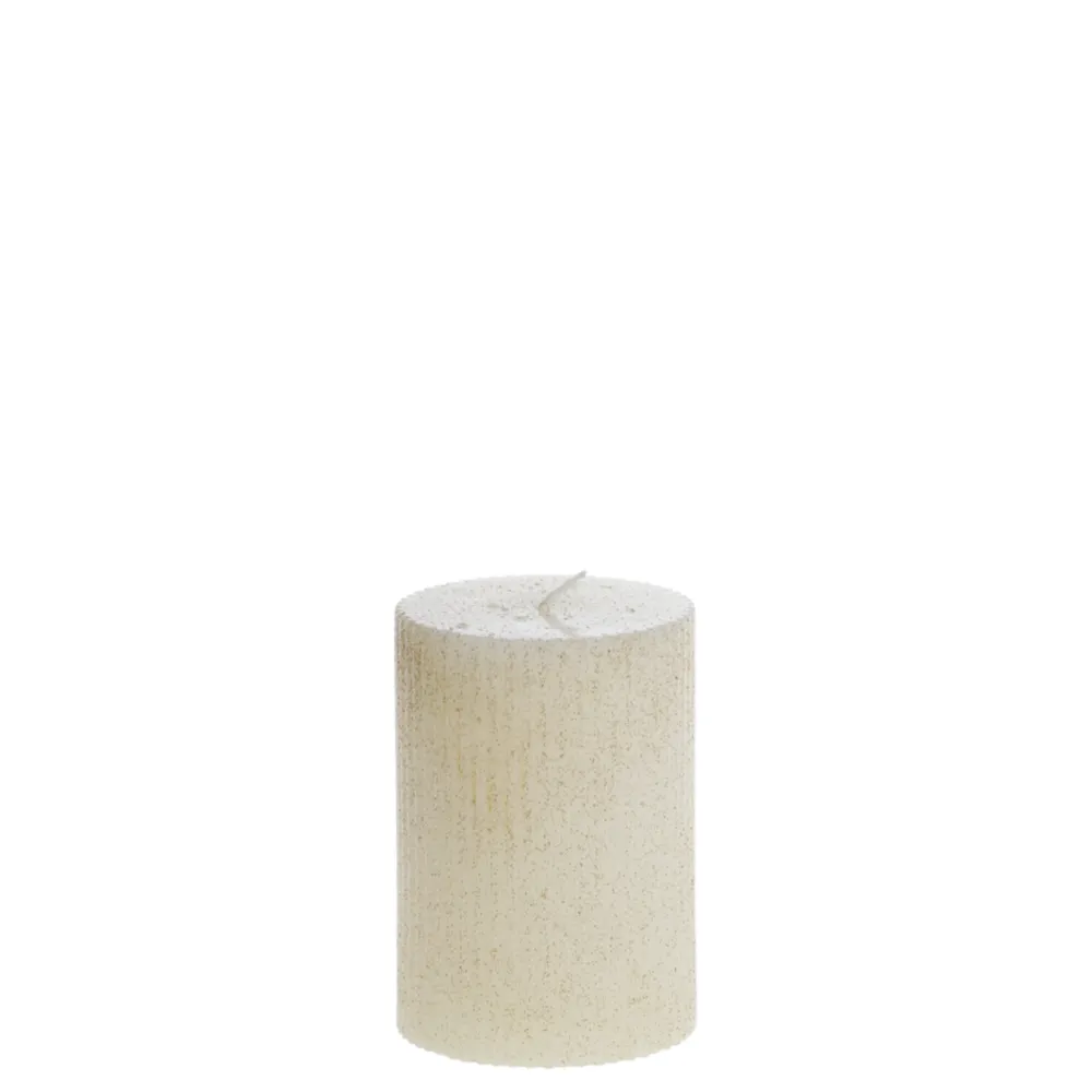 Chic Antique Weihnachtsdeko|Weihnachts- & Adventskerzen-Stumpenkerze mit Rillen und Glitzer