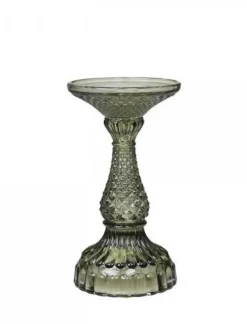 Chic Antique Kerzenhalter Für Stumpenkerzen-Stumpenkerzenständer mit Diamantschnitt olive