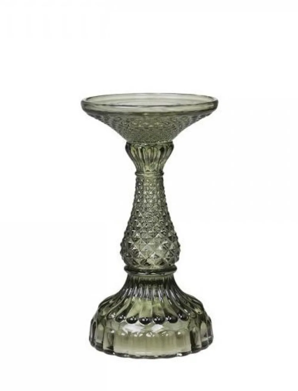 Chic Antique Kerzenhalter Für Stumpenkerzen-Stumpenkerzenständer mit Diamantschnitt olive