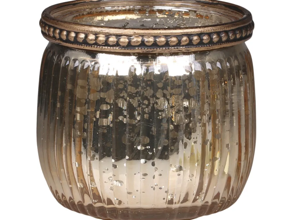 Chic Antique Teelichthalter-Teelichtglas mit Perlenrand
