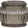 Chic Antique Teelichthalter-Teelichthalter mit Rillen & Perlenkante mokka