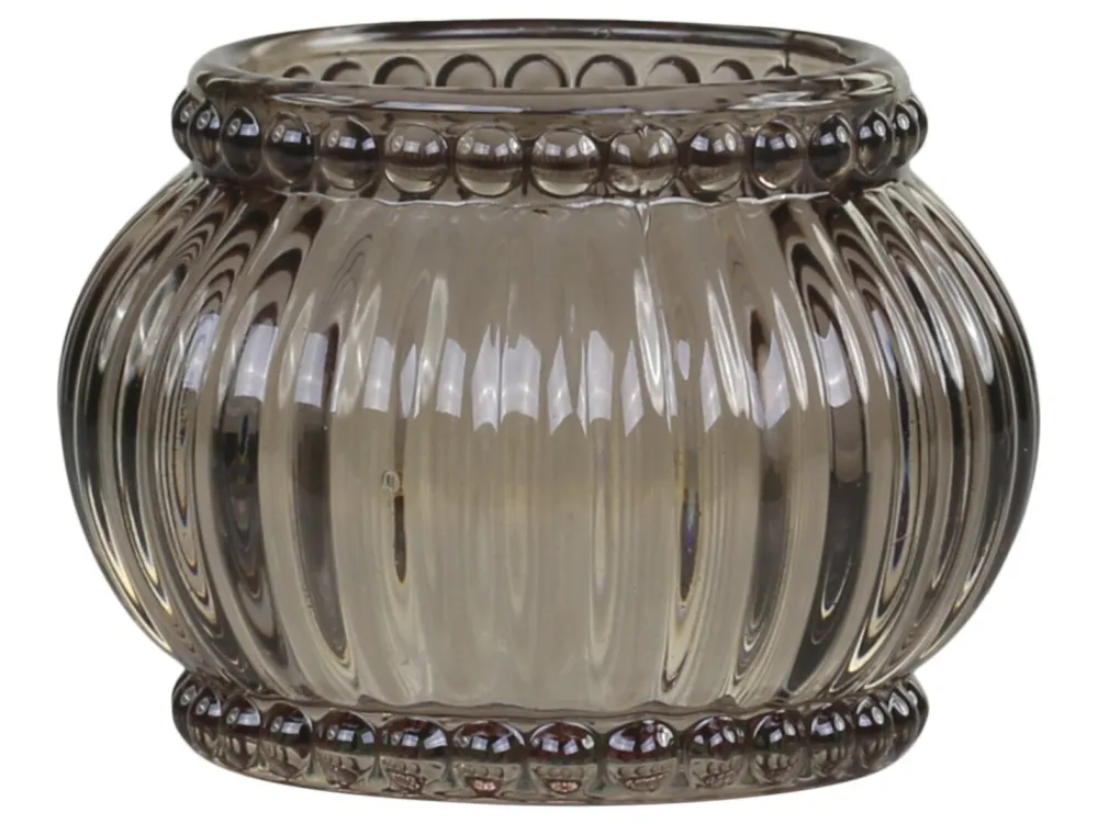 Chic Antique Teelichthalter-Teelichthalter mit Rillen & Perlenkante mokka