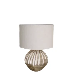 Chic Antique Tischlampen-Tischlampe mit Muster und Leinen Lampenschirm