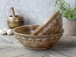 Chic Antique Schüsseln & Schalen|Geschirr & Tischdeko Skandinavisch-Tours Schüssel in Holz mit Muster