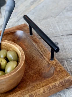 Chic Antique Tabletts|Geschirr & Tischdeko Skandinavisch-Tours Servier Tablett in Holz mit Henkel