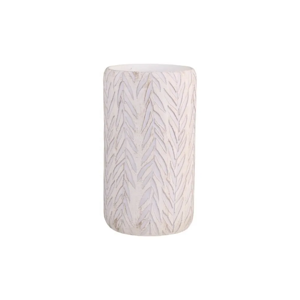 Chic Antique Vasen-Vase aus Zement mit Blattmuster