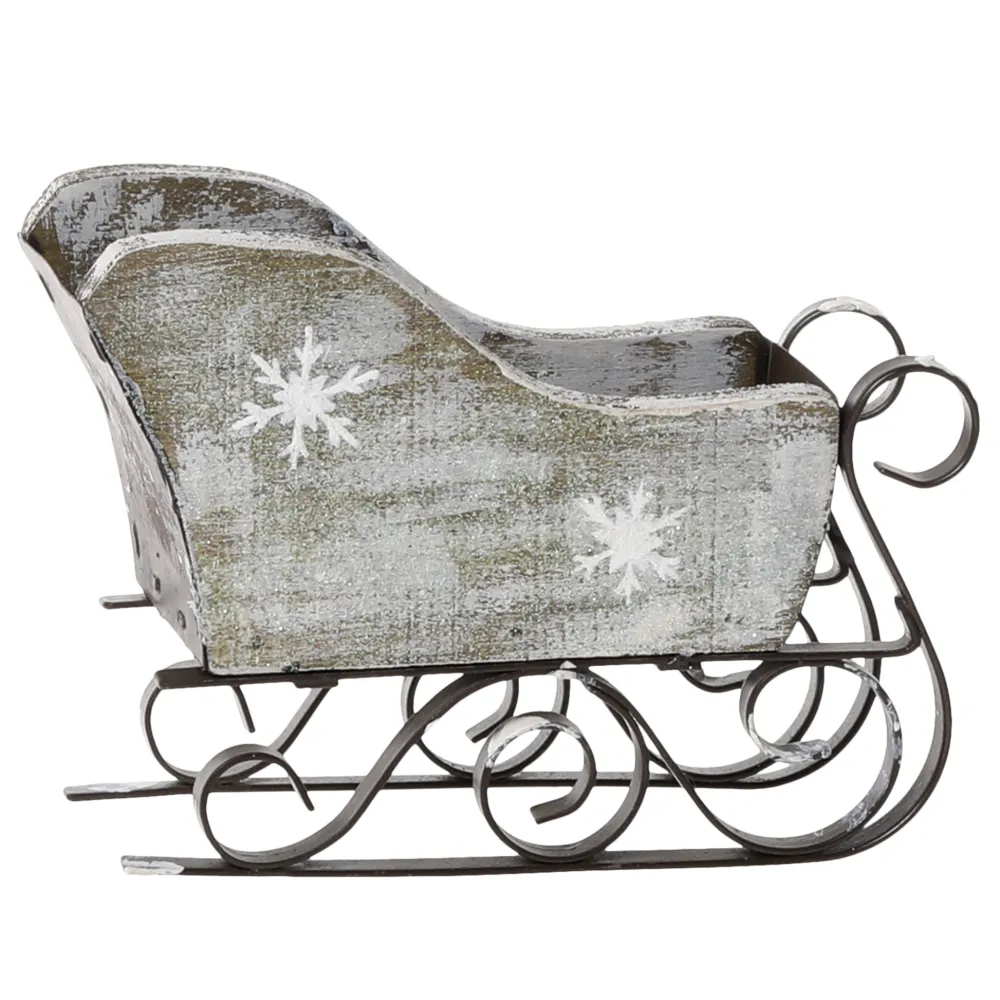 Chic Antique Deko-Objekte & Figuren|Weihnachtsdeko-Vintage Schlitten mit Schneeflocke