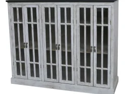Chic Antique Schränke-Vitrine mit 6 Türen und schwarzem Top