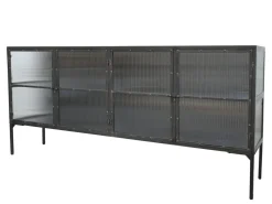 Chic Antique Schränke|Kommoden-Vitrinenschrank mit gerillten Glastüren