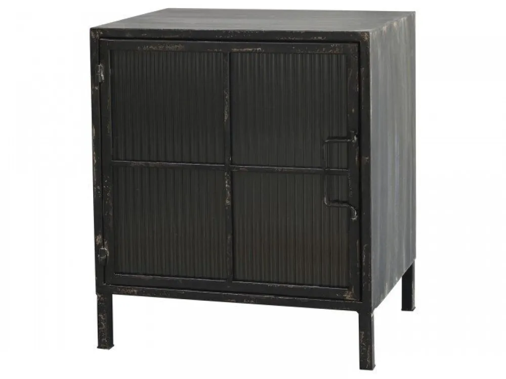 Chic Antique Schränke|Kommoden-Vitrinenschrank mit gerillten Glastüren