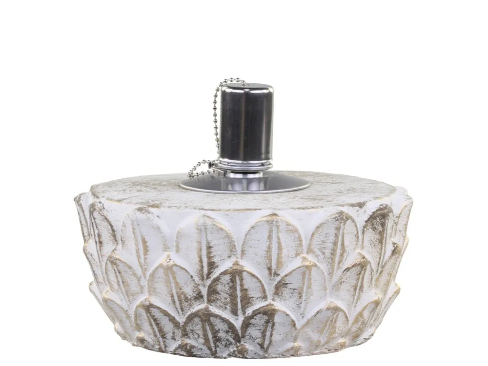 Chic Antique Feuerstellen-Vittel Öllampe mit Gold Muster