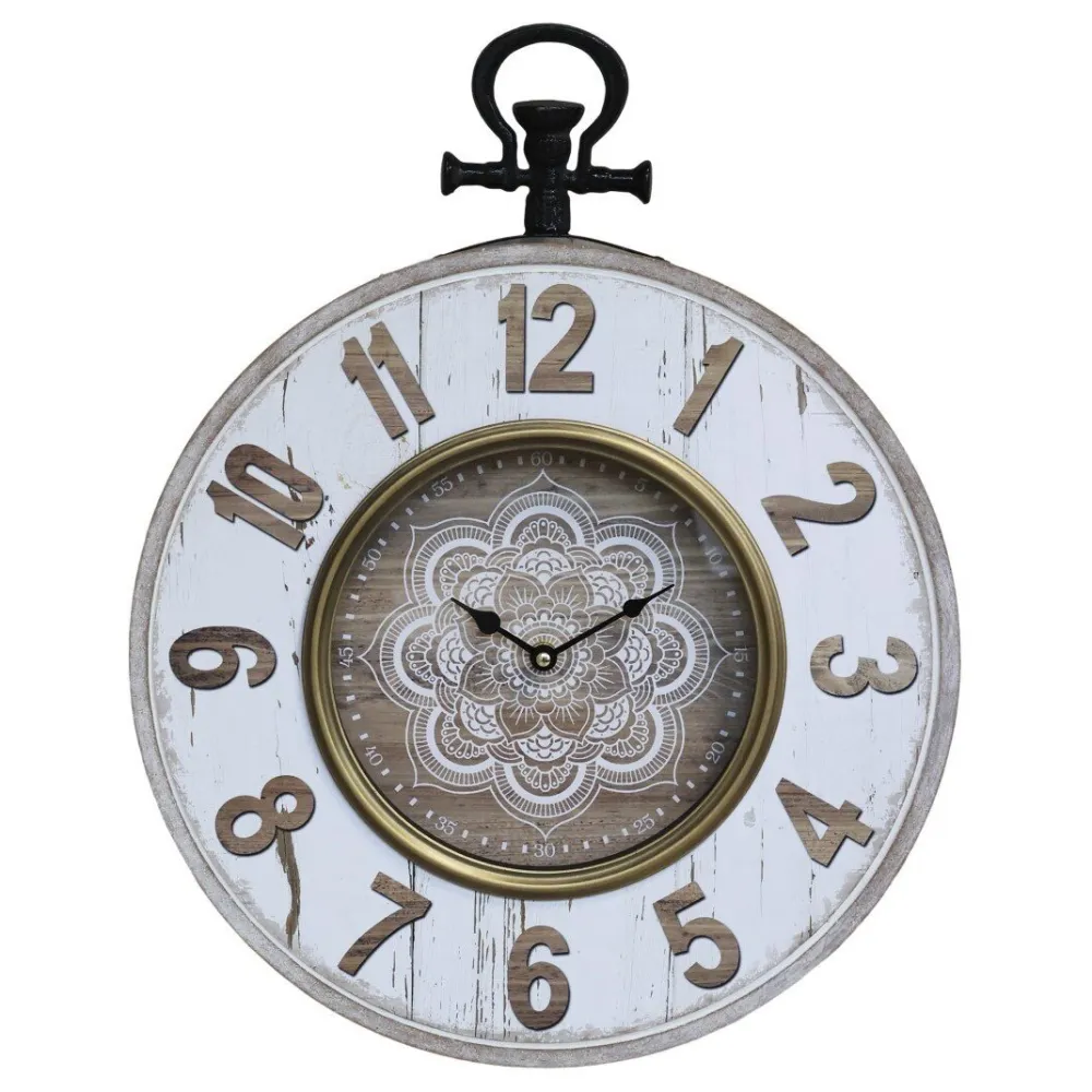 Chic Antique Uhren-Wanduhr mit floralem Muster