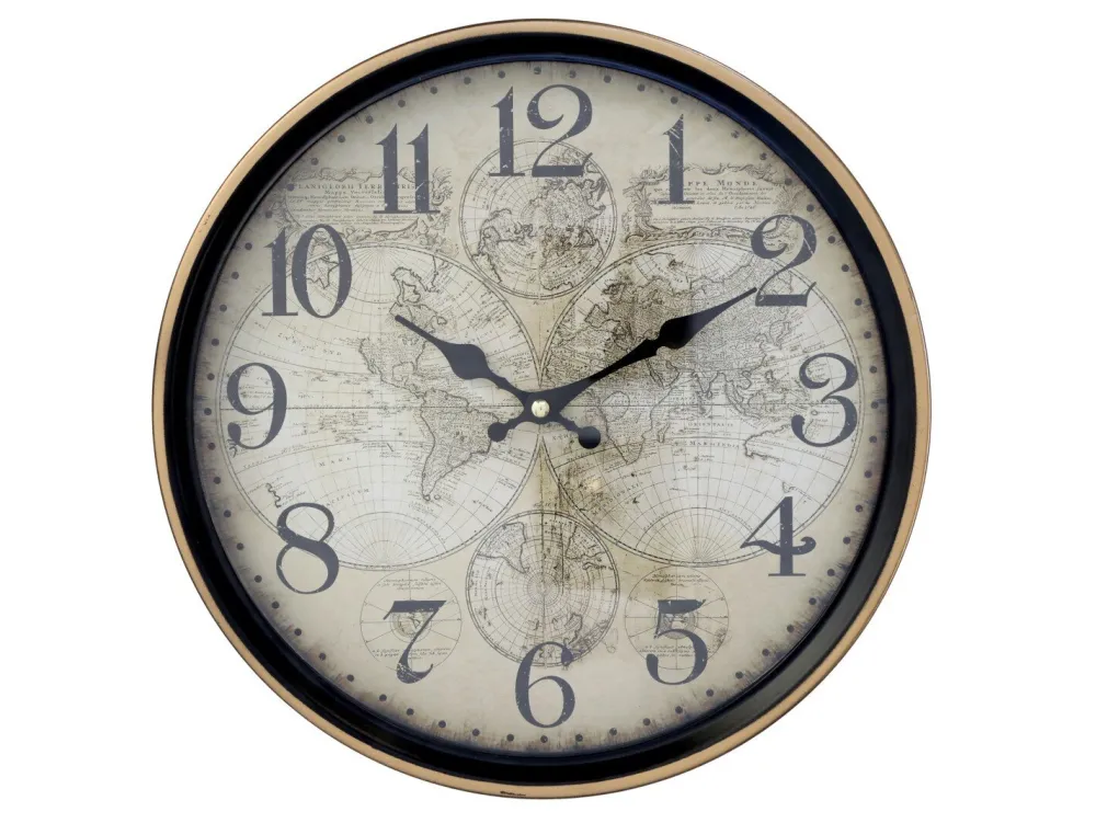 Chic Antique Uhren-Wanduhr mit Goldrand