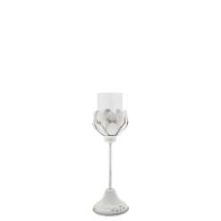 Chic Antique Kerzenhalter Für Stumpenkerzen|Windlichter-Weißes Vintage Windlicht auf Fuß