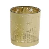 Chic Antique Teelichthalter|Weihnachtsdeko-Weihnachtlicher Goldener Teelichthalter mit Muster