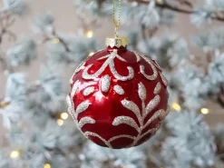 Chic Antique Weihnachtsdeko-Weihnachtskugel mit Glitzer, rot