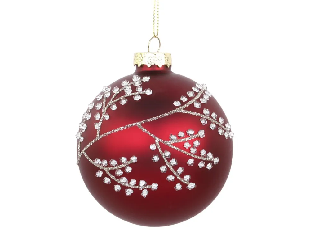 Chic Antique Weihnachtsdeko-Weihnachtskugel mit Glitzer, rot