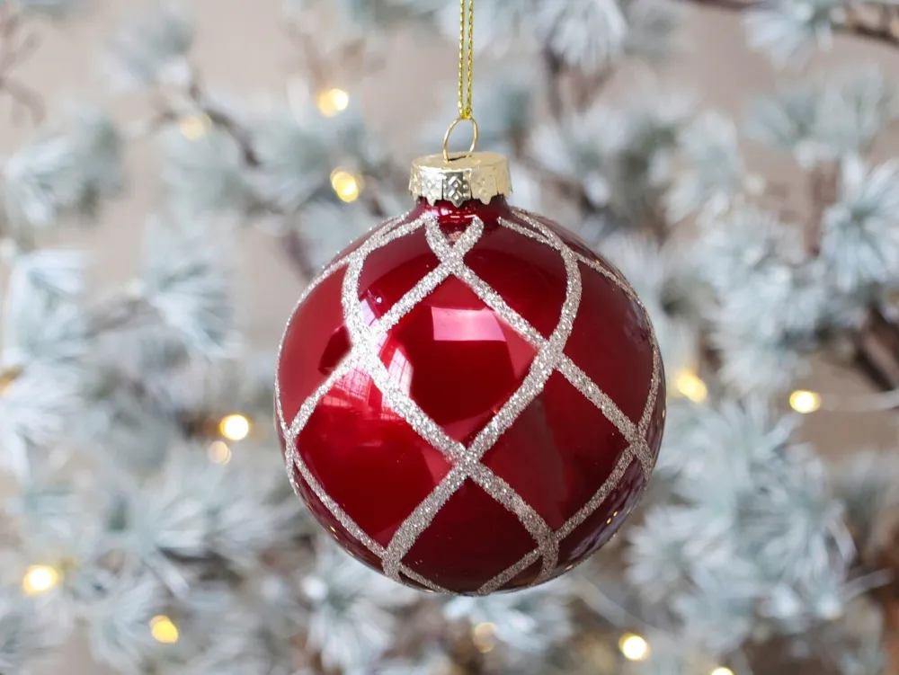 Chic Antique Weihnachtsdeko-Weihnachtskugel mit Glitzer, rot