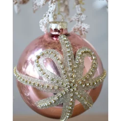 Chic Antique Weihnachtsdeko-Weihnachtskugel Rosa Glitzerschleife