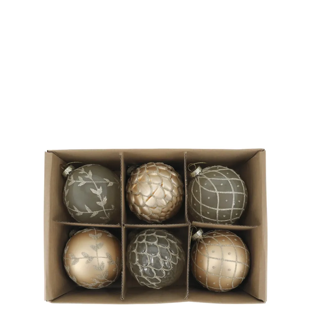 Chic Antique Weihnachtsdeko-Weihnachtskugeln in einer Schachtel 6er-Set
