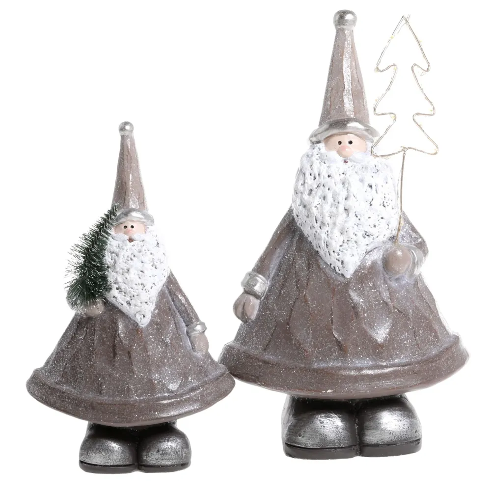 Chic Antique Weihnachtsdeko|Deko-Objekte & Figuren-Weihnachtsmann mit LED Baum 2er-Set