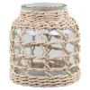 Chic Antique Windlichter-Windlicht mit geflochtenem Schilf