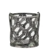 Chic Antique Windlichter-Windlicht mit Henkel und Karomuster