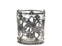 Chic Antique Windlichter-Windlicht mit Henkel und Lilienmuster