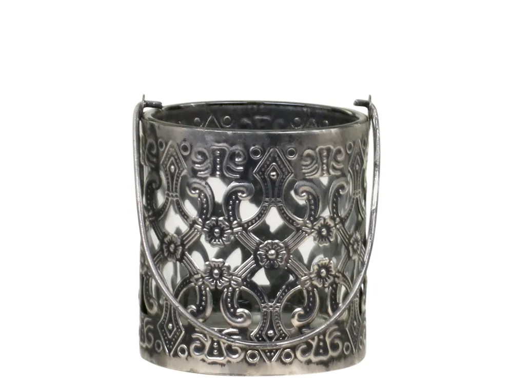 Chic Antique Windlichter-Windlicht mit Henkel und royalem Muster