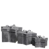 Chic Antique Weihnachtsdeko|Kisten & Boxen-Winterliches Geschenkbox 3er-Set mit Schleife