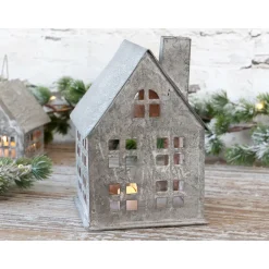 Chic Antique Lichthäuser, Keramik-Häuschen|Weihnachtsdeko-Winterliches Lichthaus aus Eisen