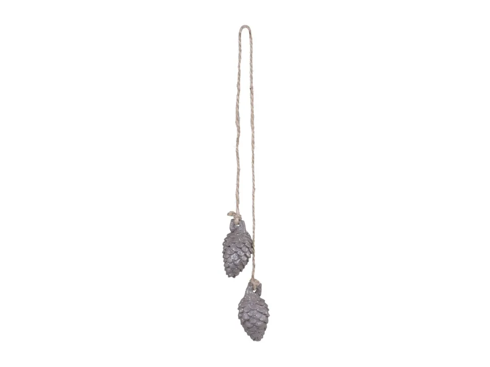 Chic Antique Weihnachtsdeko-Zapfen mit Glitzer zum Aufhängen 2er Set